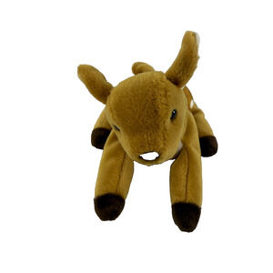 1998 Ty Whisper the Deer Beanie Baby Brown White Spots Plush Toy Vintage